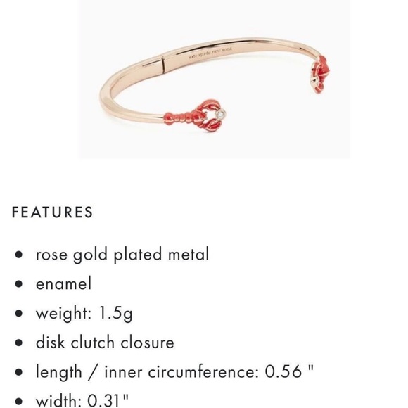 $78 Kate Spade Love Lobster Bracelet - Picture 5 of 7
